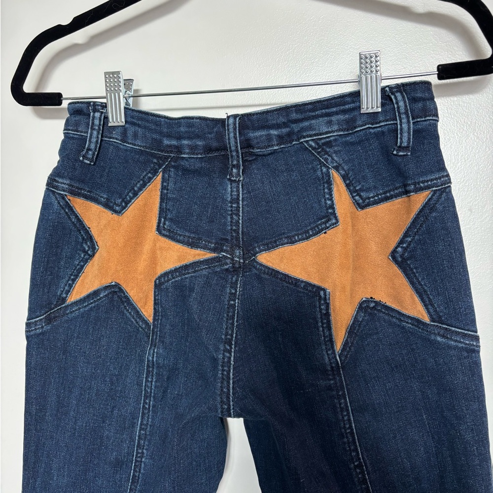 Suede Star Pocket Flare Denim Jeans